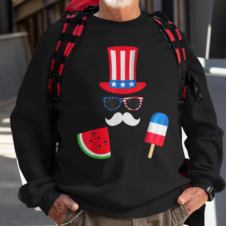 Uncle Sam Costume Watermelon Ice Cream 4Th Of July Sweatshirt Gifts for Old Men