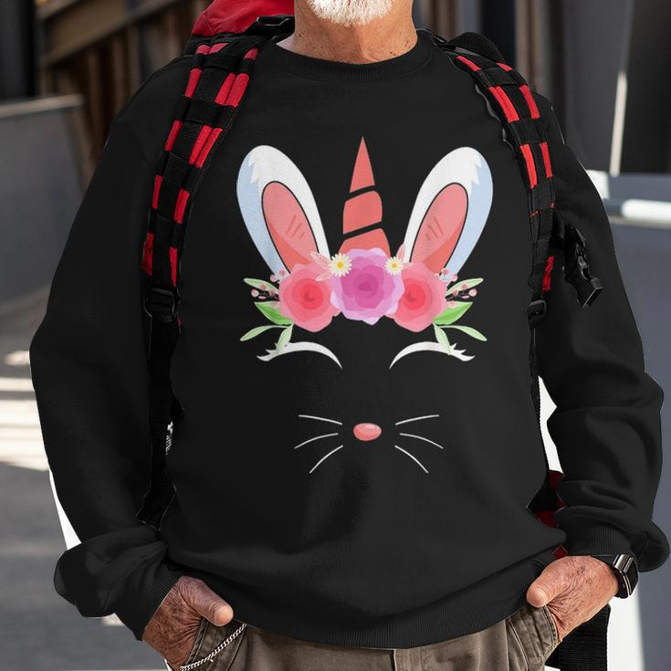Unicorn Face Rabbit Egg Bunny Lover Gift Happy Easter Day Sweatshirt Gifts for Old Men