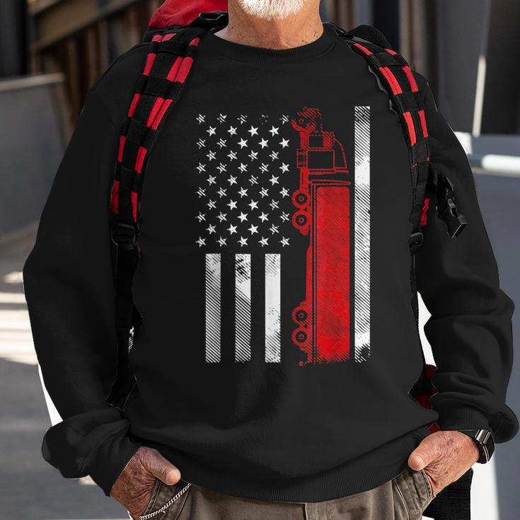Us American Flag Semi Truck Driver 18 Wheeler Trucker Gifts Sweatshirt Gifts for Old Men