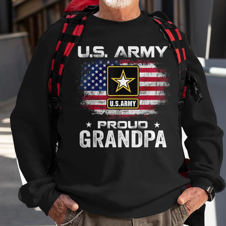 US Army Proud Grandpa With American Flag Gift Veteran Gift Men Women Sweatshirt Graphic Print Unisex Gifts for Old Men