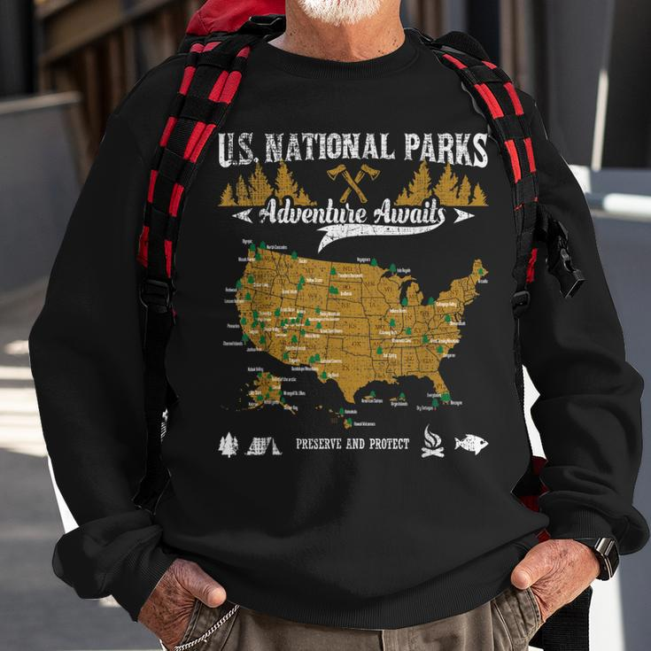 Us National Parks Adventure Awaits - Hiking & Camping Lover Sweatshirt Gifts for Old Men