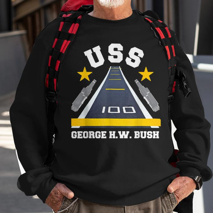 Uss George H W Bush Aircraft Carrier Military Veteran Sweatshirt Gifts for Old Men