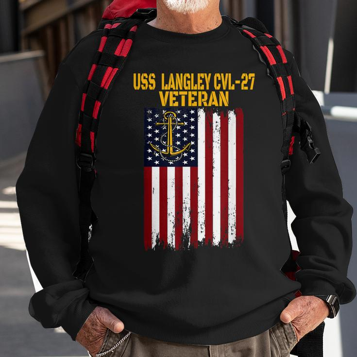 Uss Langley Cvl-27 Aircraft Carrier Veterans Day Dad Grandpa Sweatshirt Gifts for Old Men