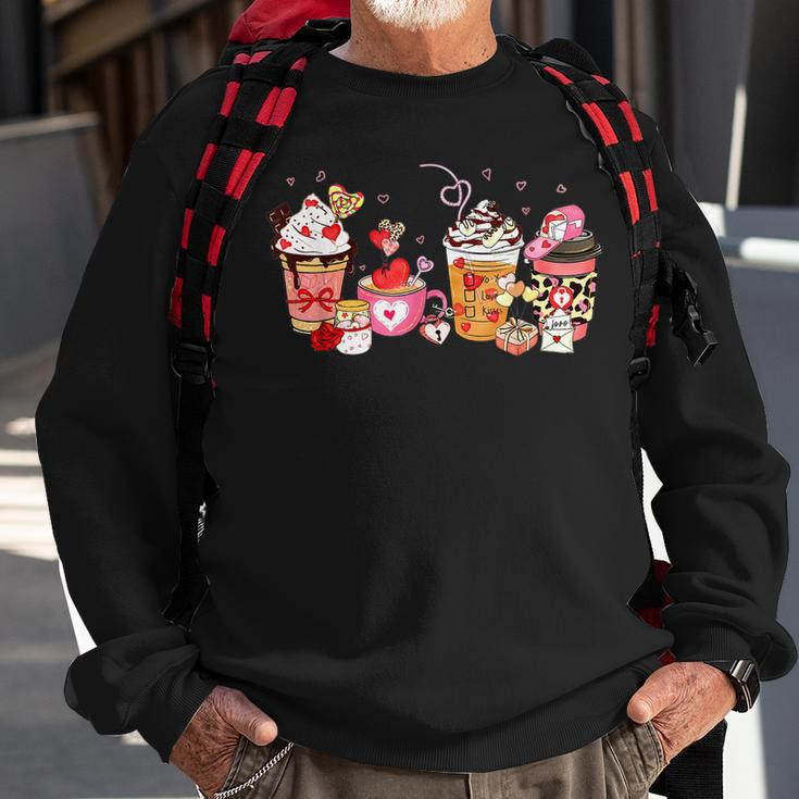 Valentine Coffee Heart Iced Coffee Lover Valentine Day V2 Sweatshirt Gifts for Old Men