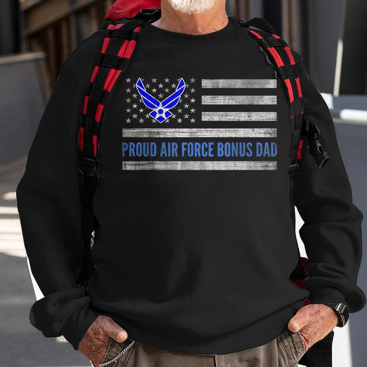 Vintage American Flag Proud Air Force Bonus Dad Veteran Sweatshirt Gifts for Old Men