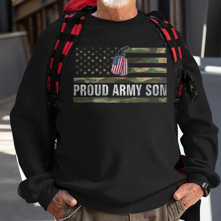 Vintage American Flag Proud Army Son Veteran Day Gift Sweatshirt Gifts for Old Men