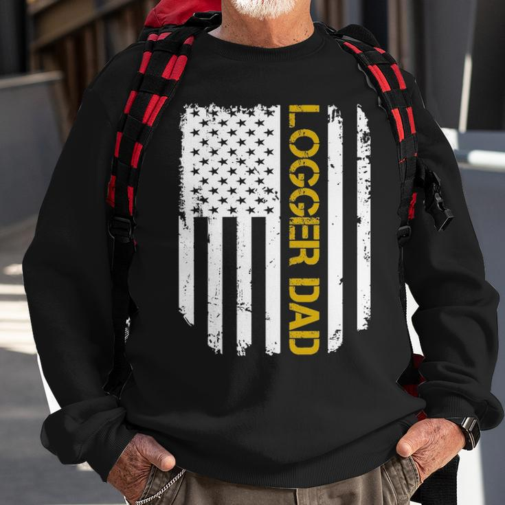 Vintage American Flag Proud Logger Dad Sweatshirt Gifts for Old Men