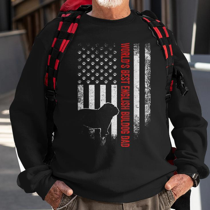 Vintage American Flag Worlds Best English Bulldog Dad Funny Sweatshirt Gifts for Old Men