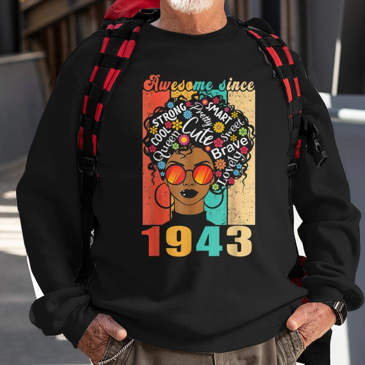 Vintage Awesome Since 1943 Black Afro Girl 80Th Birthday Sweatshirt Gifts for Old Men