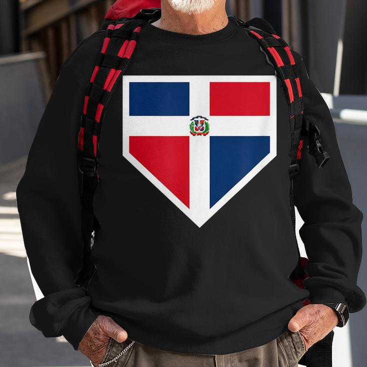 Vintage Baseball Home Plate With Dominican Republic Flag Sweatshirt Gifts for Old Men