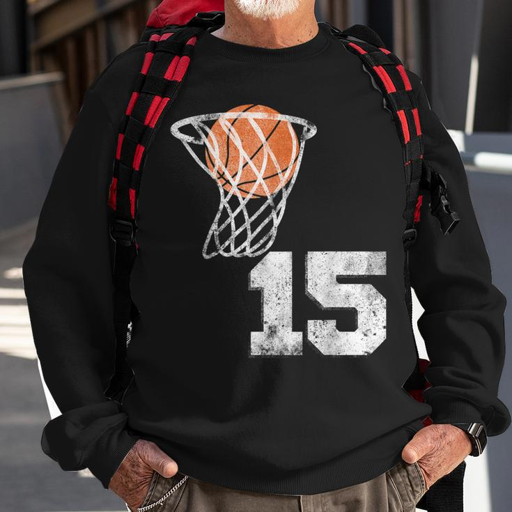 Vintage Basketball Trikot Nummer 15 Spieler Nummer Sweatshirt Geschenke für alte Männer