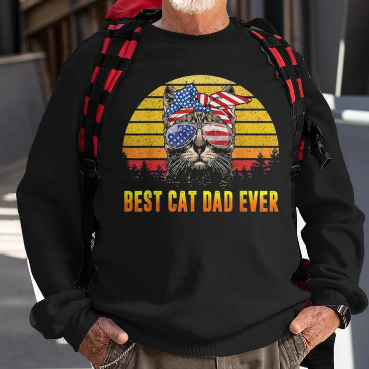 Vintage Best Cat Dad Ever Fathers Day Gifts 4Th Of July Men Sweatshirt Gifts for Old Men