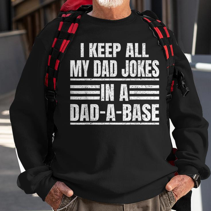 Vintage I Keep All My Dad Jokes In A Dad-A-Base Fathers Day Sweatshirt Gifts for Old Men
