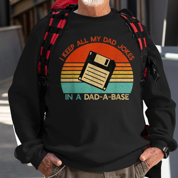 Vintage I Keep All My Dad Jokes In A Dad-A-Base Men Quote Sweatshirt Gifts for Old Men