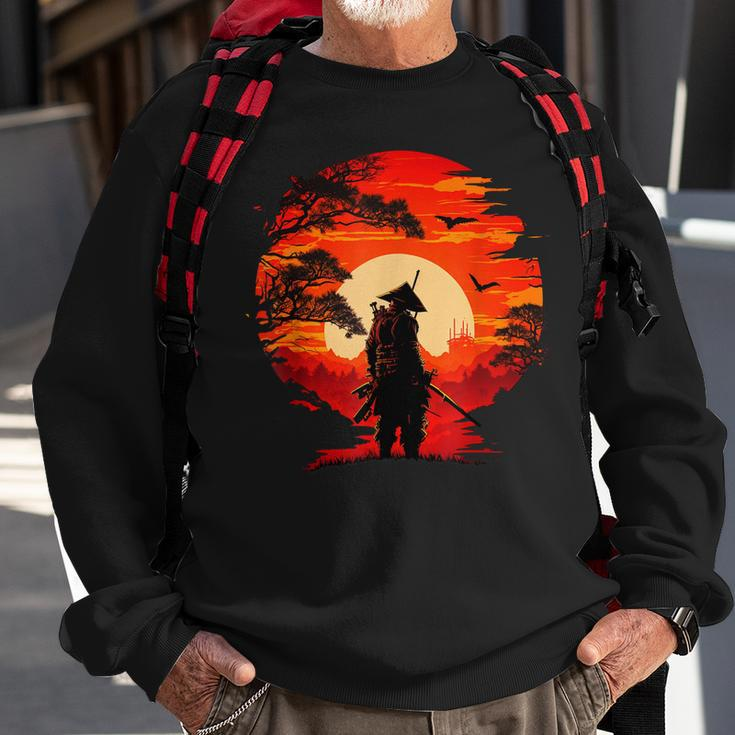 Vintage Japanese Samurai Fighter Martial Arts Retro Sunset Sweatshirt Gifts for Old Men