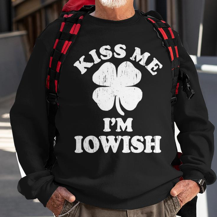 Vintage Kiss Me Im Iowish Shamrock Funny St Patricks Day Sweatshirt Gifts for Old Men