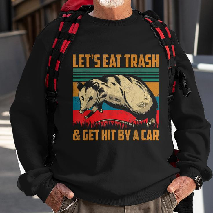 Vintage Lets Eat Trash And Get Hit By A Car Retro Opossum Sweatshirt Gifts for Old Men