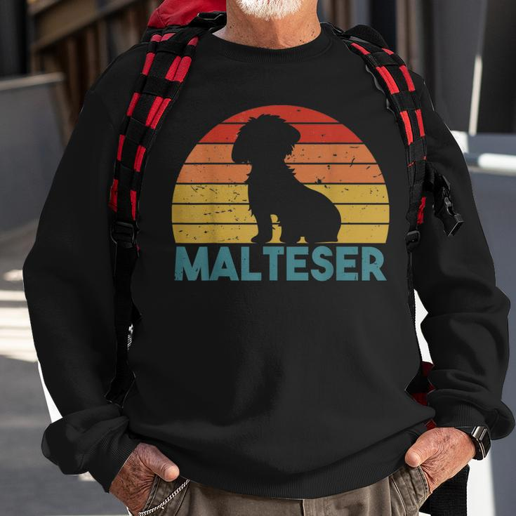Vintage Malteser Hunde Hunderasse Hundeliebhaber Hund Sweatshirt Geschenke für alte Männer