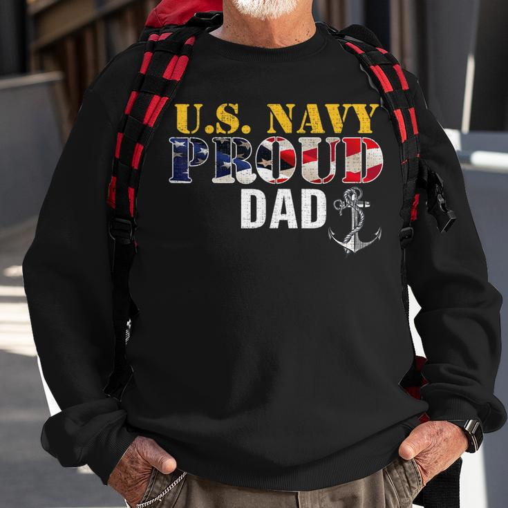 Vintage Navy Proud Dad With US American Flag Gift Sweatshirt Gifts for Old Men