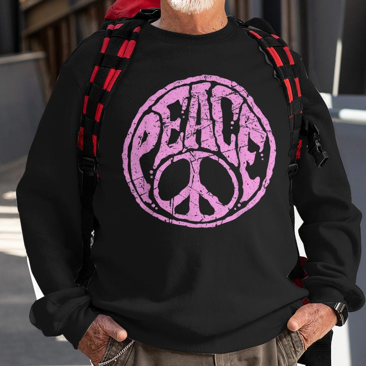 Vintage Pink Peace Sign 60S 70S Hippie Retro Peace Symbol Sweatshirt Gifts for Old Men