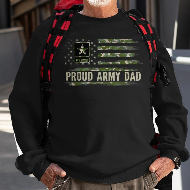 Vintage Proud Army Dad Camo American Flag Veteran Gift Sweatshirt Gifts for Old Men