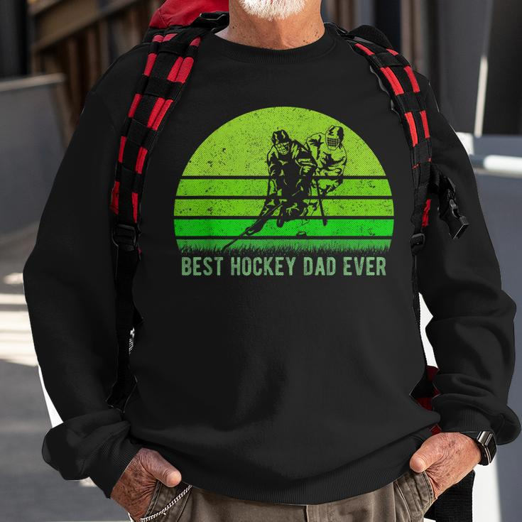 Vintage Retro Best Hockey Dad Ever Funny DadFathers Day Gift For Mens Sweatshirt Gifts for Old Men
