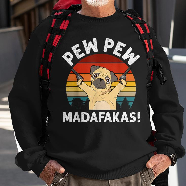 Vintage Retro Pug Pew Pew Madafakas Funny Pug Pew Pew Sweatshirt Gifts for Old Men