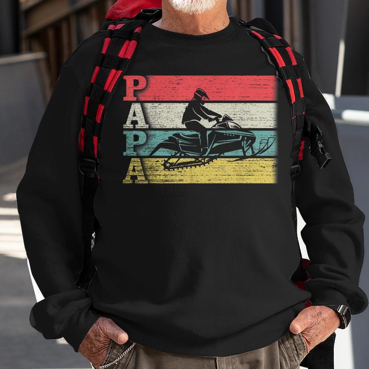 Vintage Retro Snowmobile Papa Snowmobiling Silhouette Funny Sweatshirt Gifts for Old Men