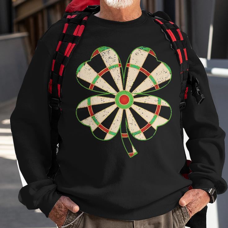 Vintage Shamrock Leaf Lucky Darts St Patricks Day Sweatshirt Gifts for Old Men