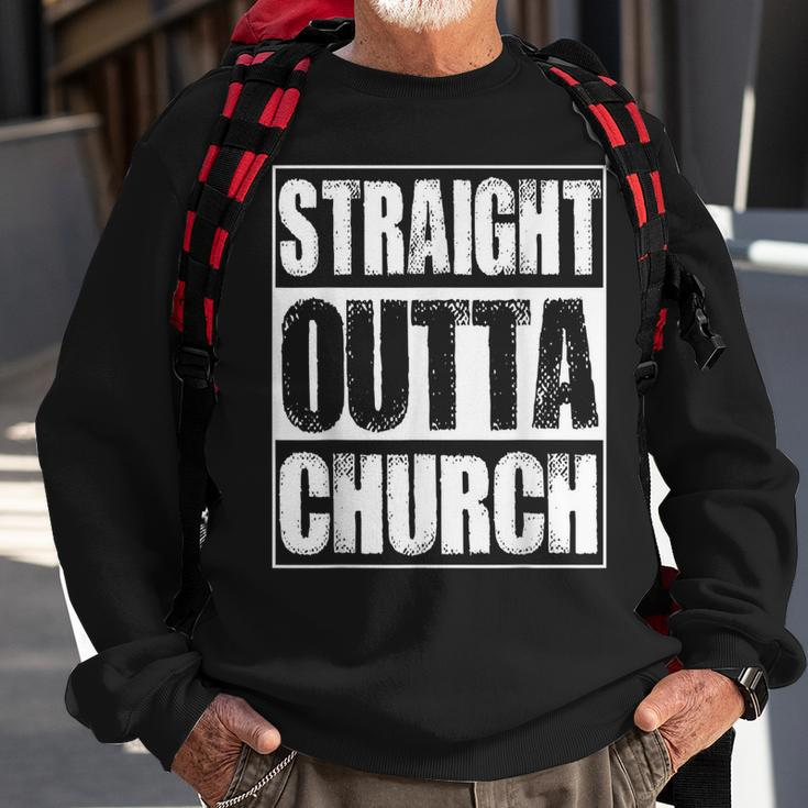 Vintage Straight Outta Church Gift Sweatshirt Gifts for Old Men