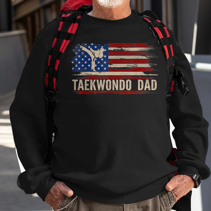 Vintage Taekwondo Dad American Usa Flag Sports The Kick Sweatshirt Gifts for Old Men