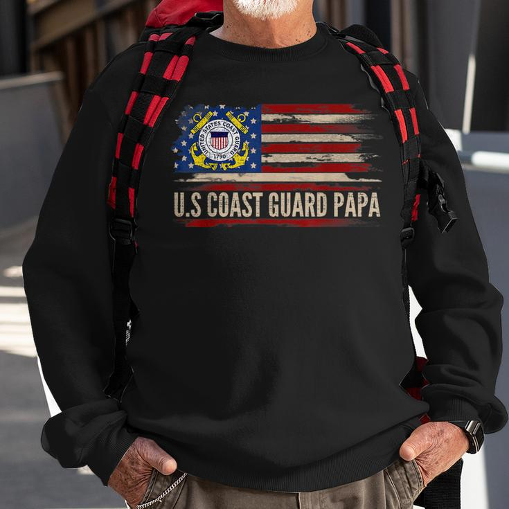 Vintage US Coast Guard Papa American Flag Veteran Gift Sweatshirt Gifts for Old Men