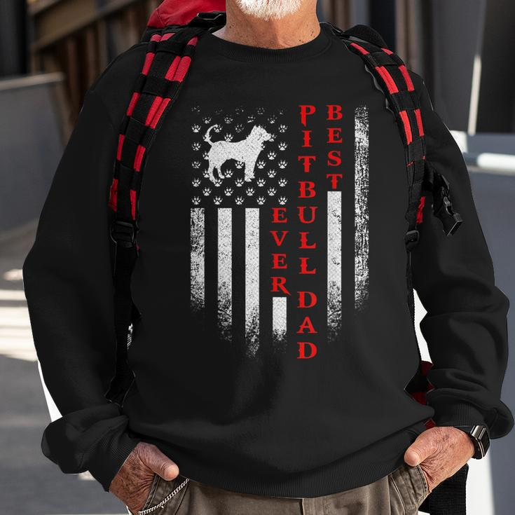 Vintage Usa American Flag Best Pit Bull Pitbull Dog Dad Ever Gift For Mens Sweatshirt Gifts for Old Men