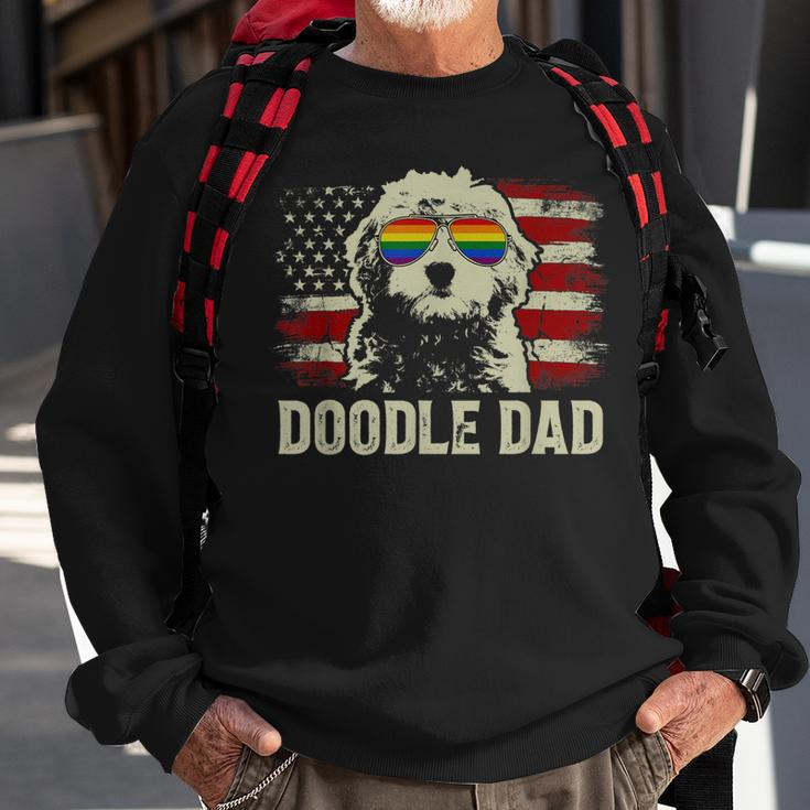 Vintage Usa American Flag Doodle Dad Lgbt Gay Pride Sweatshirt Gifts for Old Men