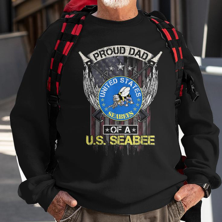 Vintage Usa American Flag Proud Dad Of A Us Seabee Veteran Sweatshirt Gifts for Old Men