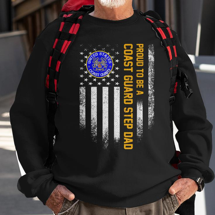 Vintage Usa American Flag Proud To Be A Coast Guard Step Dad Sweatshirt Gifts for Old Men