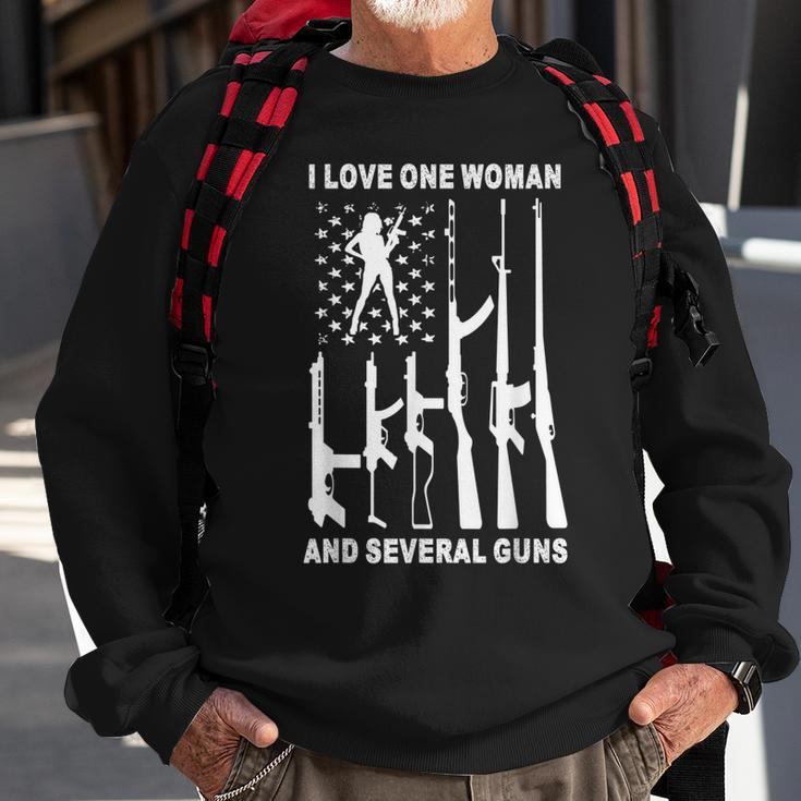Vintage Usa Flag Dad Grandpa I Love One Woman & Several Guns Sweatshirt Gifts for Old Men