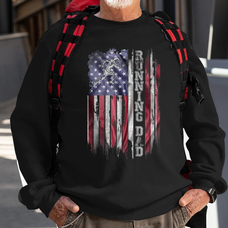 Vintage Usa Flag Proud Running Dad Runner Silhouette Funny Sweatshirt Gifts for Old Men