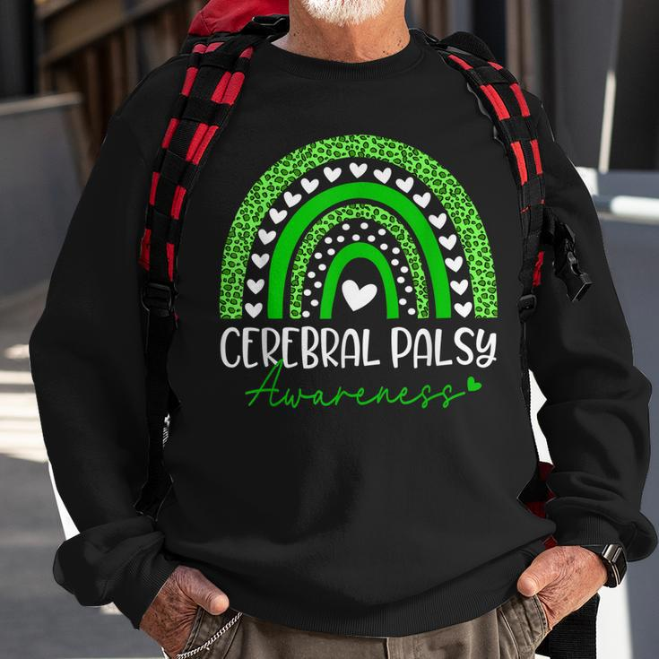 We Wear Green Cerebral Palsy Cp Awareness Rainbow Leopard Sweatshirt Gifts for Old Men