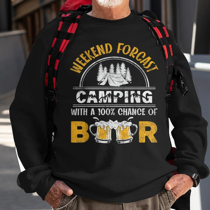 Weekend Forcast Camping With A 100 Chance Of Beer Vintage Sweatshirt Gifts for Old Men