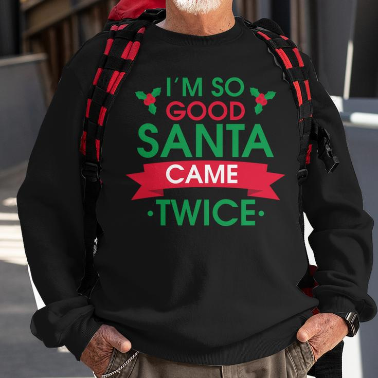 Weihnachtsmann Kam Zweimal Sweatshirt, Lustige Weihnachtswitze für Erwachsene Geschenke für alte Männer