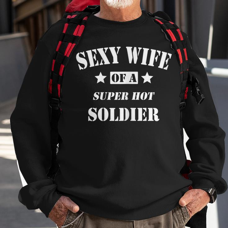 Womens Funny Wife Army Husband Military Soldier Veteran Men Women Sweatshirt Graphic Print Unisex Gifts for Old Men