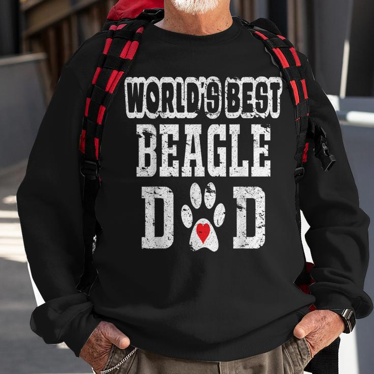 Worlds Best Beagle Dad Dog Lover Distressed Sweatshirt Gifts for Old Men