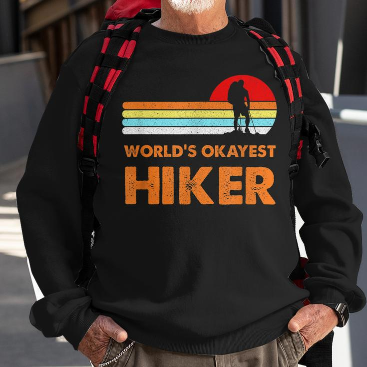 Worlds Okayest Hiker Vintage Retro Hiking Camping Gift Men Sweatshirt Gifts for Old Men