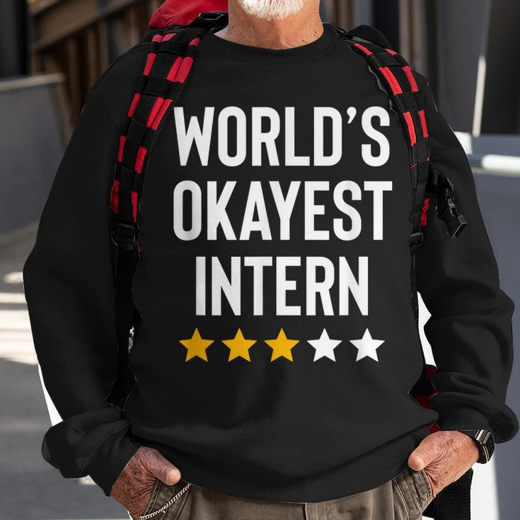 Worlds Okayest Intern Funny Birthday Christmas Gag Gift Men Women Sweatshirt Graphic Print Unisex Gifts for Old Men