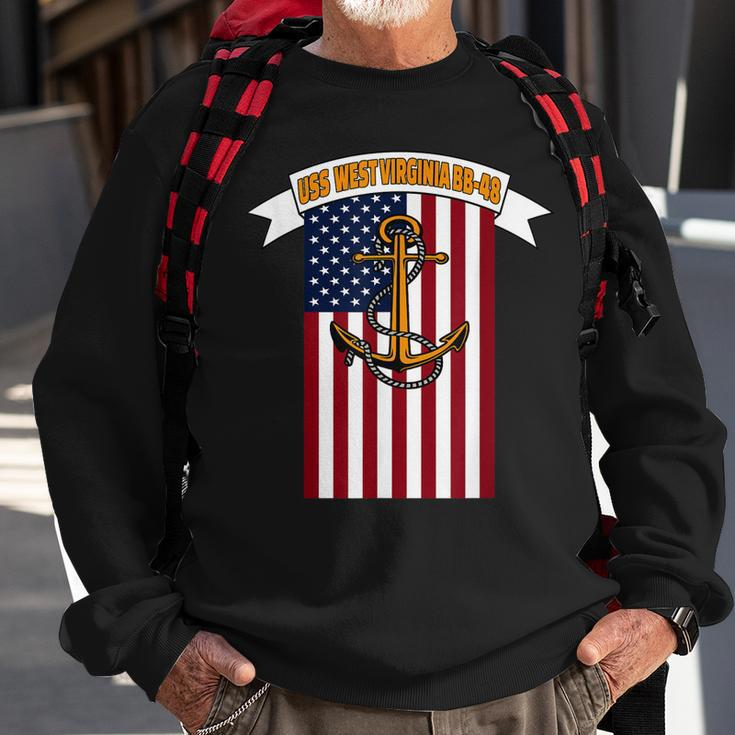 Ww2 Battleship Uss West Virginia Bb-48 Warship Veteran Dad Sweatshirt Gifts for Old Men