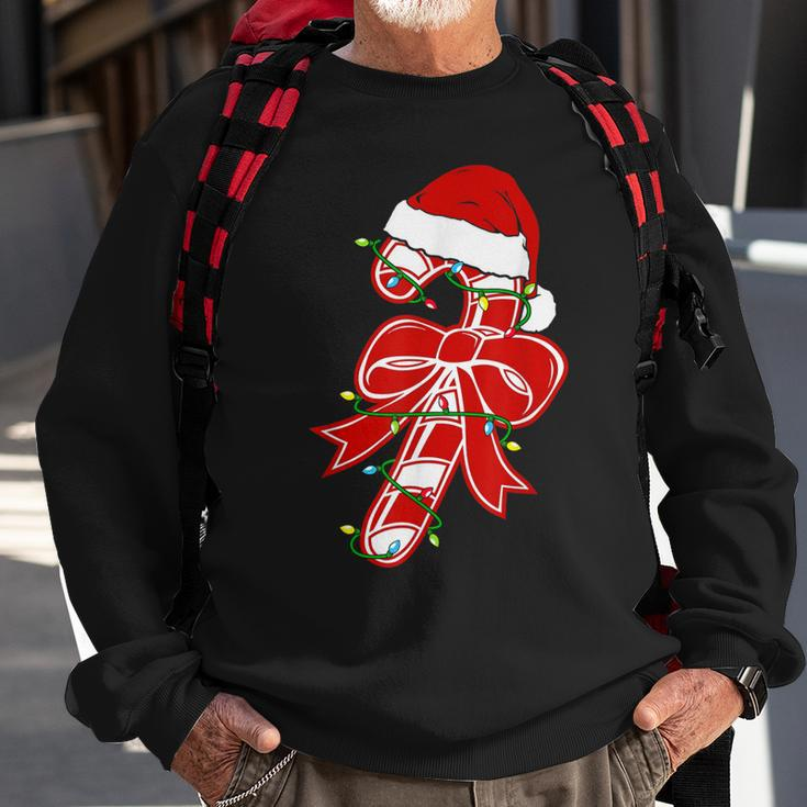 Xmas Candy Cane Crew Santa Hat Christmas Family Matching Pjs Men Women Sweatshirt Graphic Print Unisex Gifts for Old Men