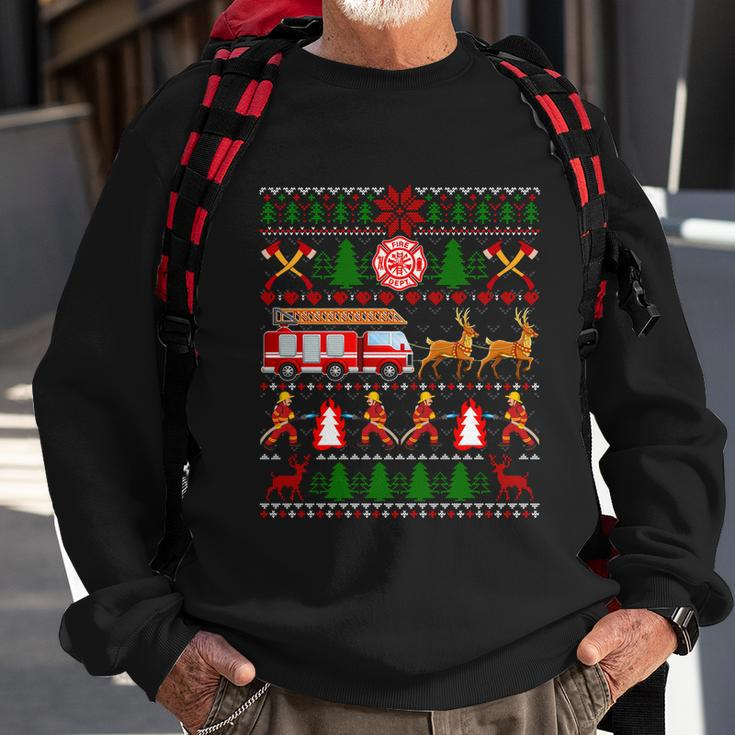 Xmas Firefighter Lover Fire Truck Fire Ugly Christmas Gift Sweatshirt Gifts for Old Men