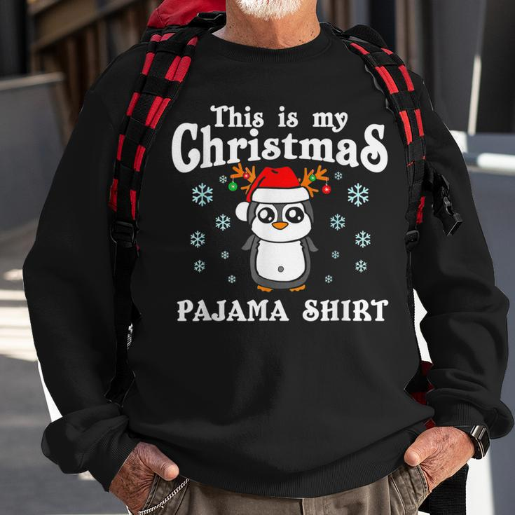Xmas This Is My Christmas Penguin Santa Hat Snowflakes Fun Men Women Sweatshirt Graphic Print Unisex Gifts for Old Men