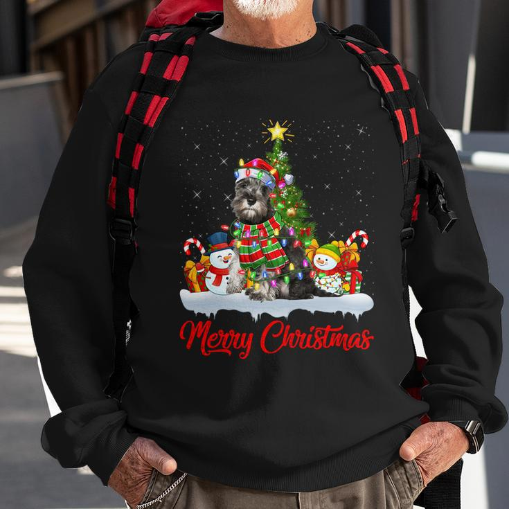 Xmas Tree Lighting Santa Miniature Schnauzer Dog Christmas Gift Sweatshirt Gifts for Old Men